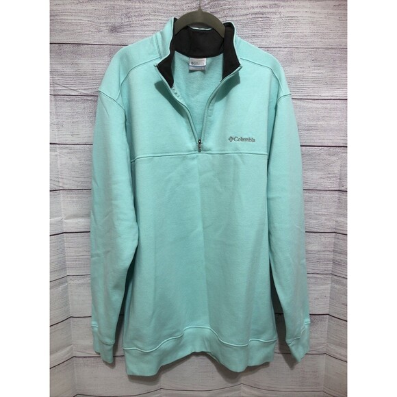 Columbia Men's Hart Mountain II Half-Zip Pullover Sweatshirt Sz XL NWOT Seafoam - Picture 1 of 6